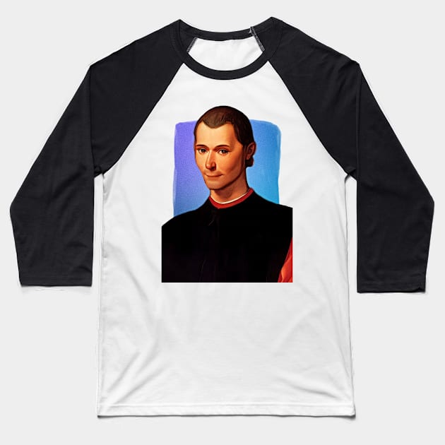 Italian Writer Niccolo Machiavelli illustration Baseball T-Shirt by Litstoy 